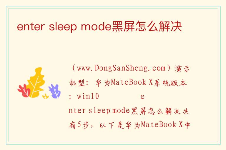 enter sleep mode黑屏怎么解决 