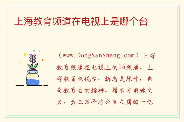 上海教育频道在电视上是哪个台 上海教视电视台在线观看