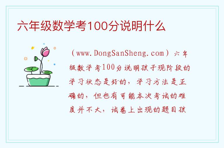 六年级数学考100分说明什么 