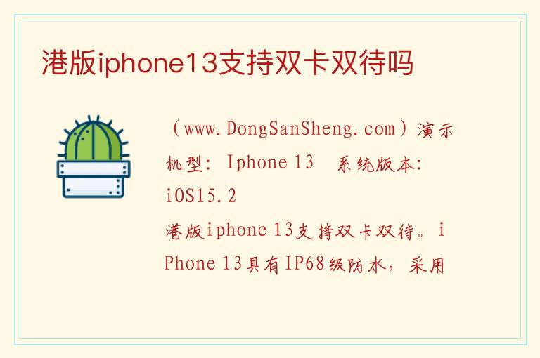 港版iphone13支持双卡双待吗 