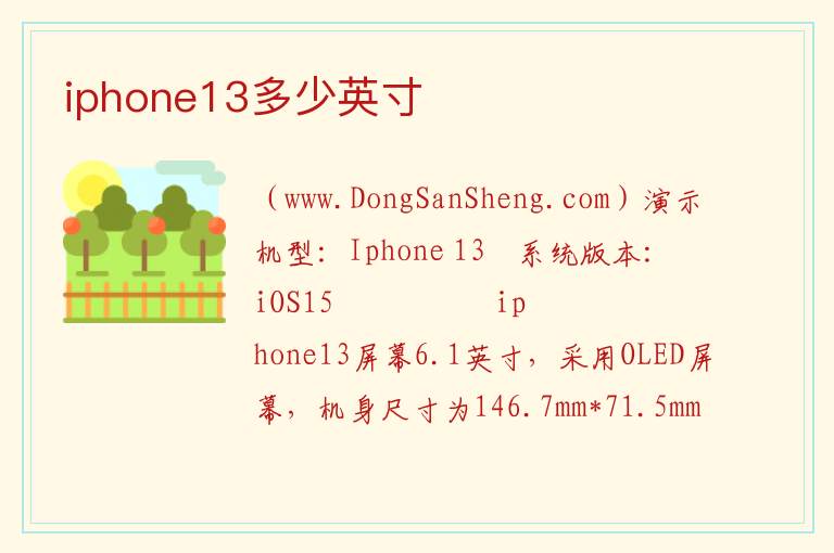 iphone13多少英寸 