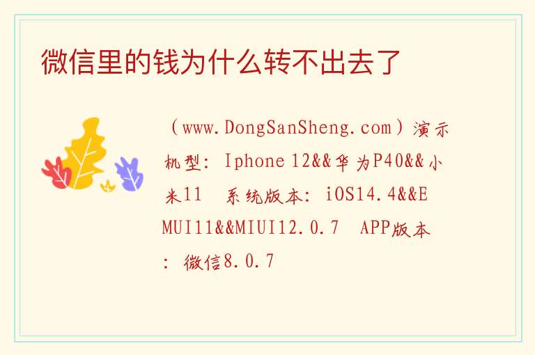 微信里的钱为什么转不出去了 