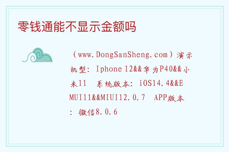 零钱通能不显示金额吗 